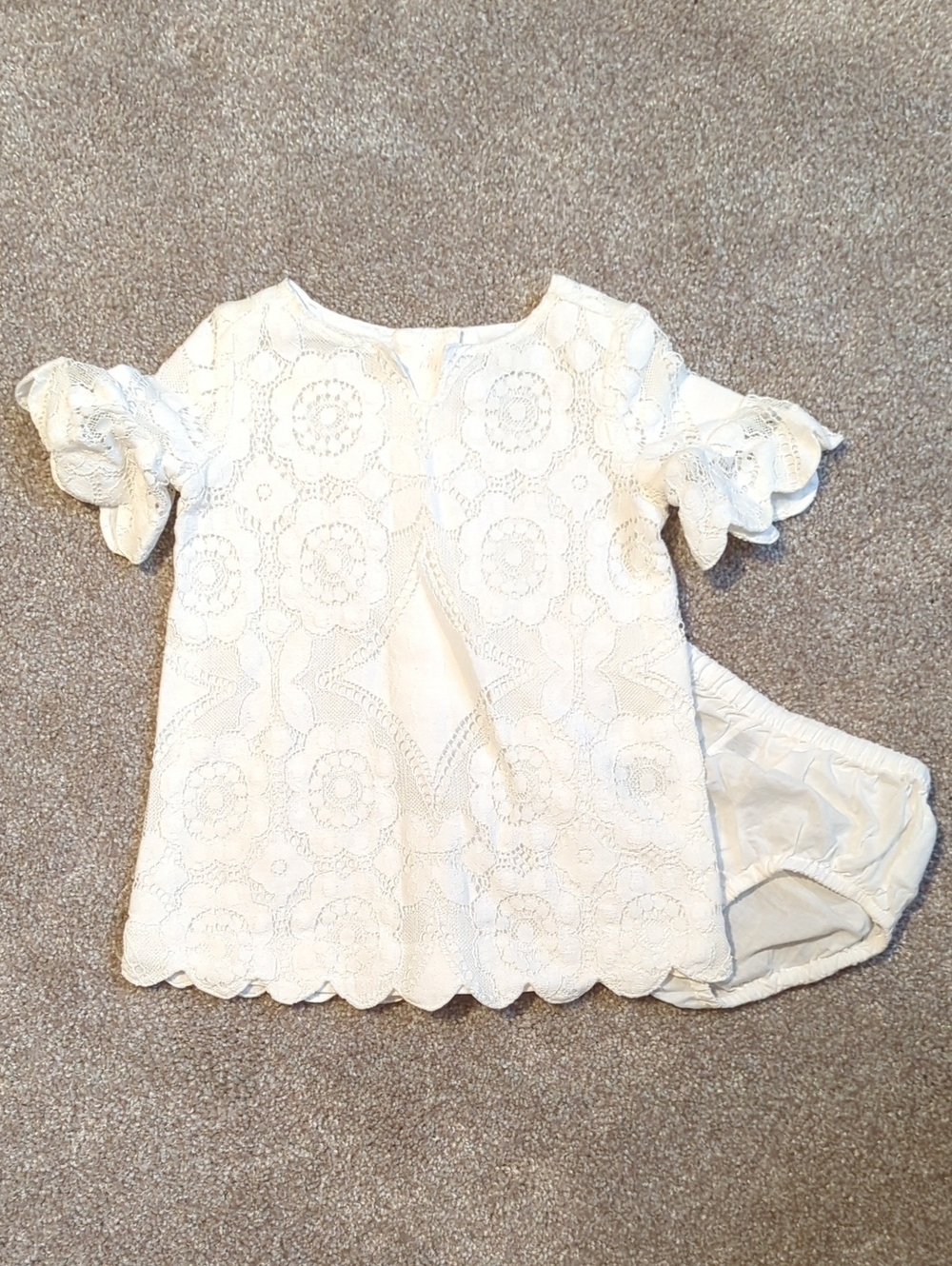3-6M Janie and Jack White Eyelet Lace Dress With Bloomers